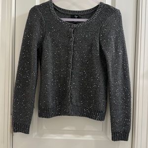 Aqua Sequined Grey Cardigan - S